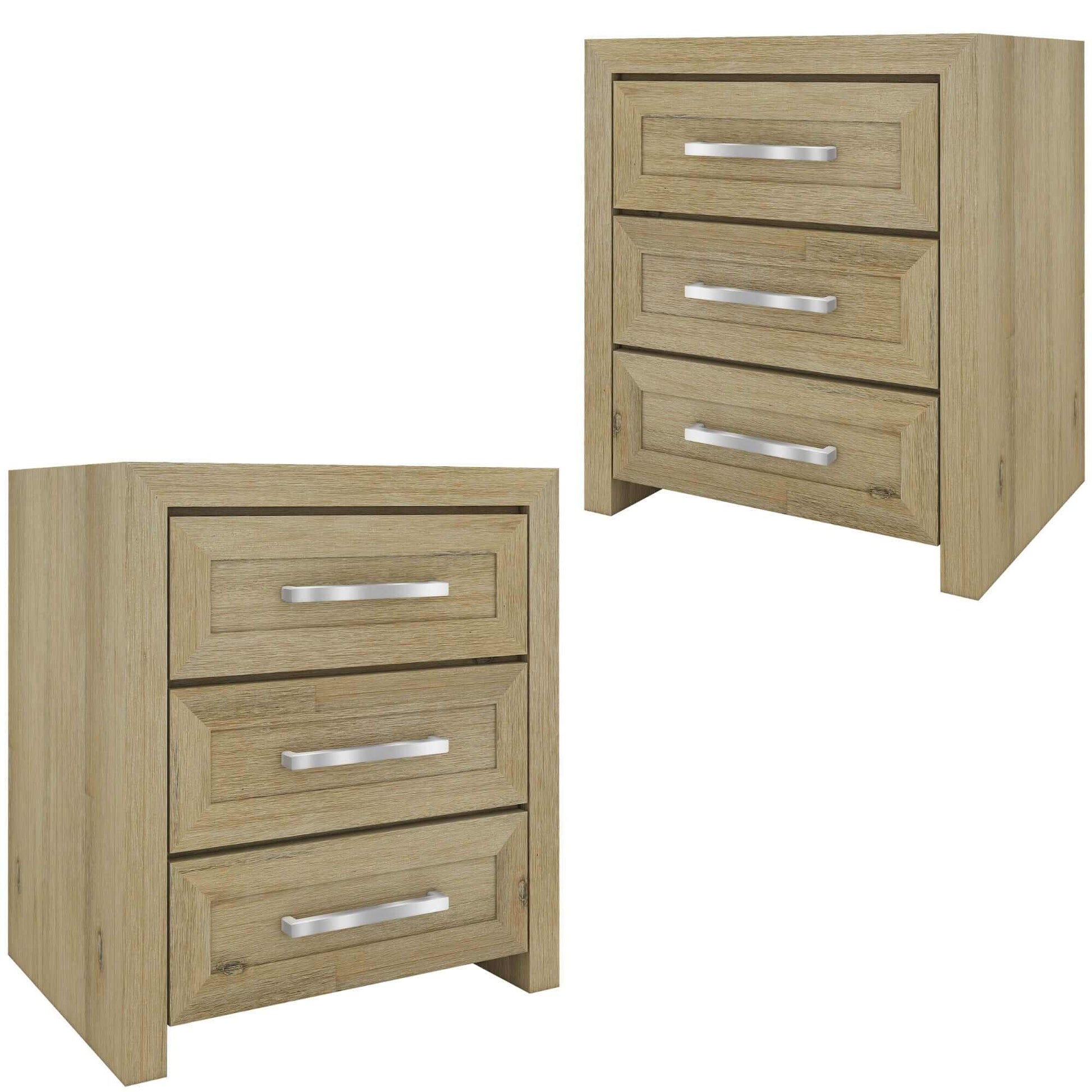 Gracelyn 3 Drawer Nightstand Set of 2 Bed - Smoke