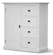 Beechworth Solid Pine Wood 4 Drawer Tallboy White