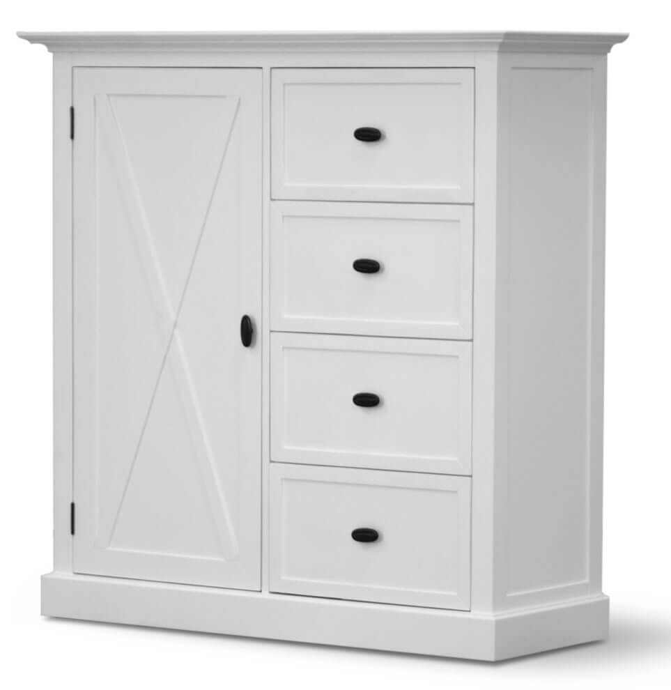 Beechworth Solid Pine Wood 4 Drawer Tallboy White