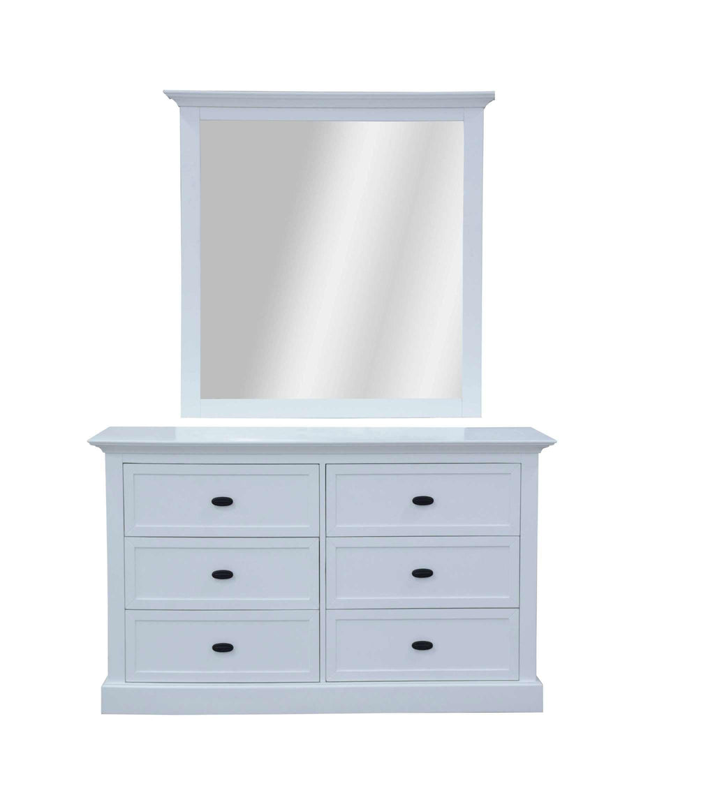 white dresser and mirror