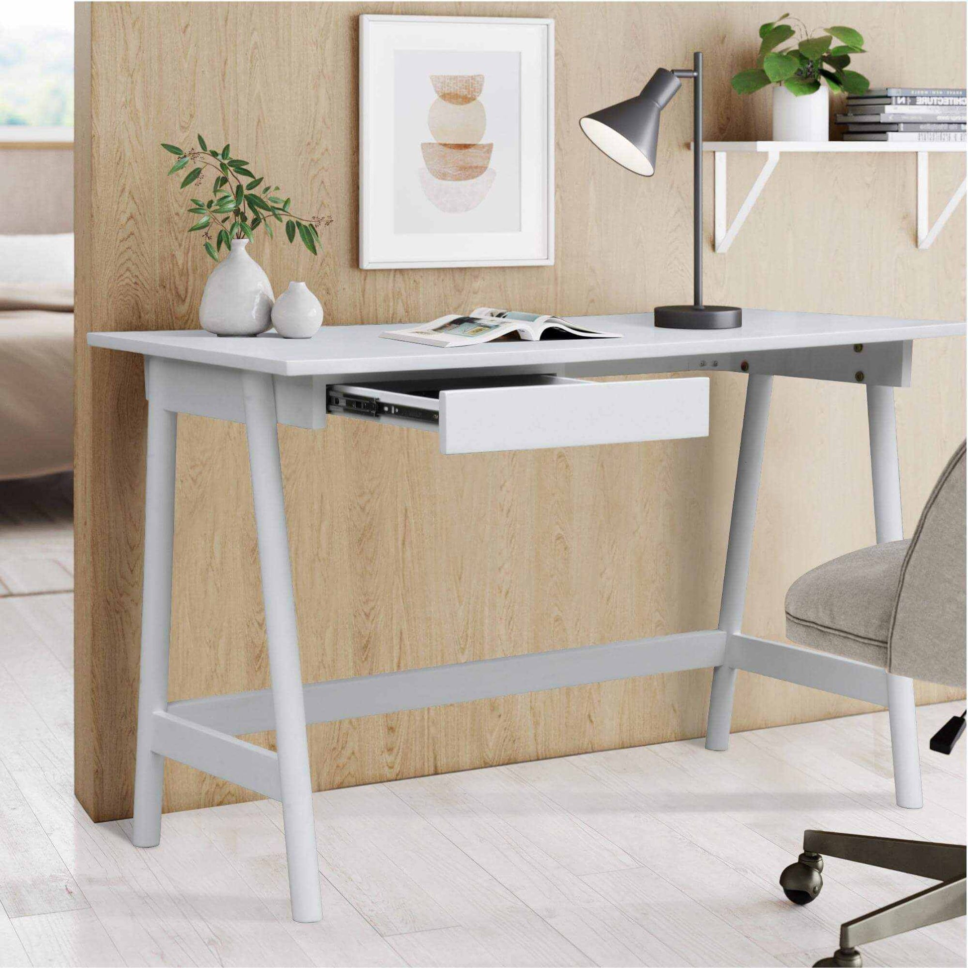 Solid Mindil Office Desk Student Study Table - White