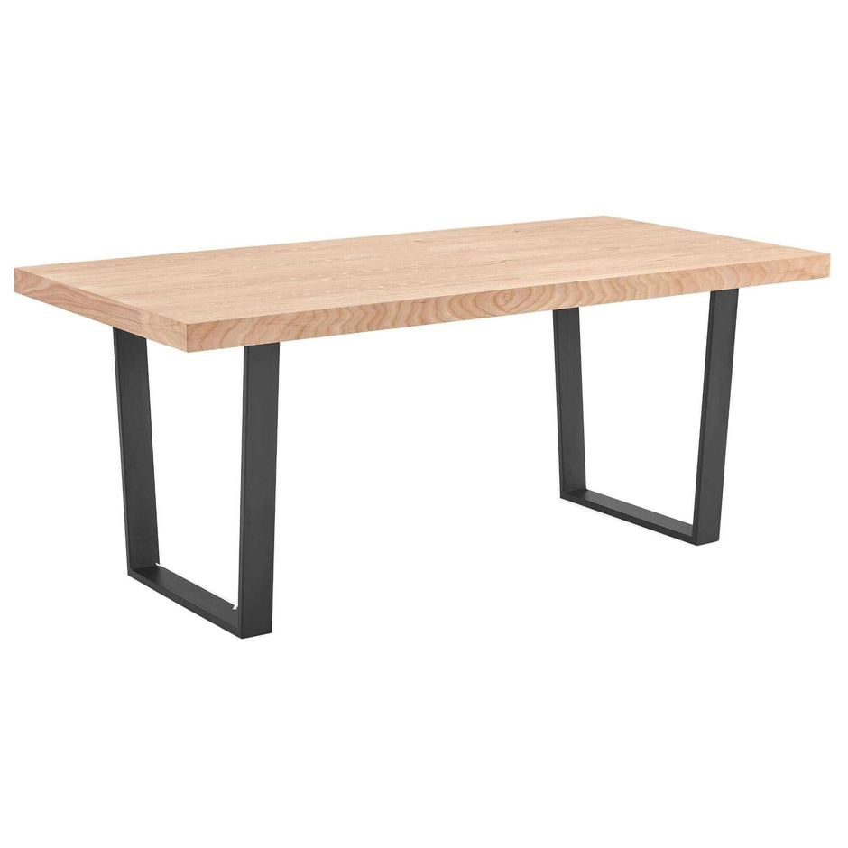 wood dining table with black metal legs