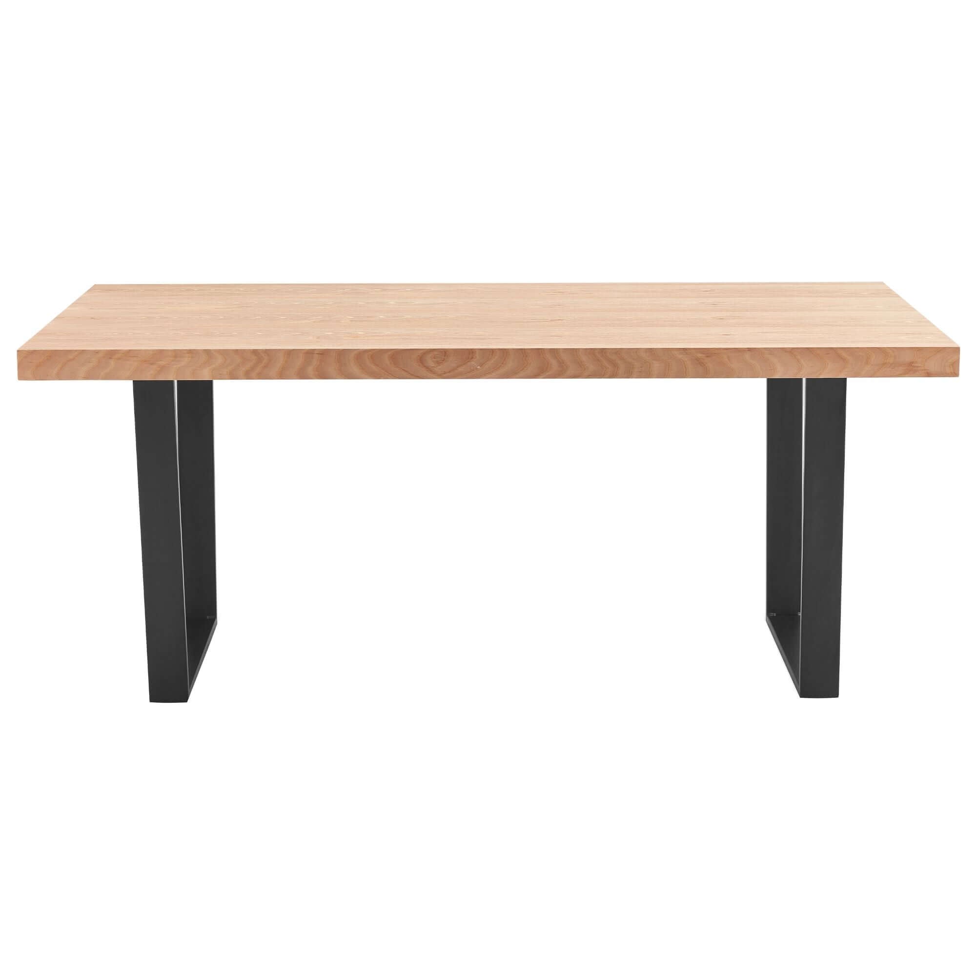 wood dining table with black metal legs