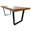 wood dining table with black metal legs