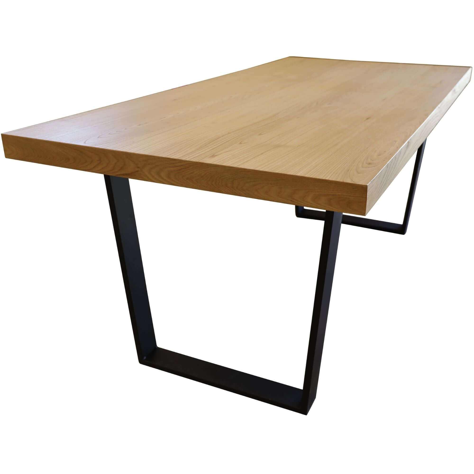 wood dining table with black metal legs