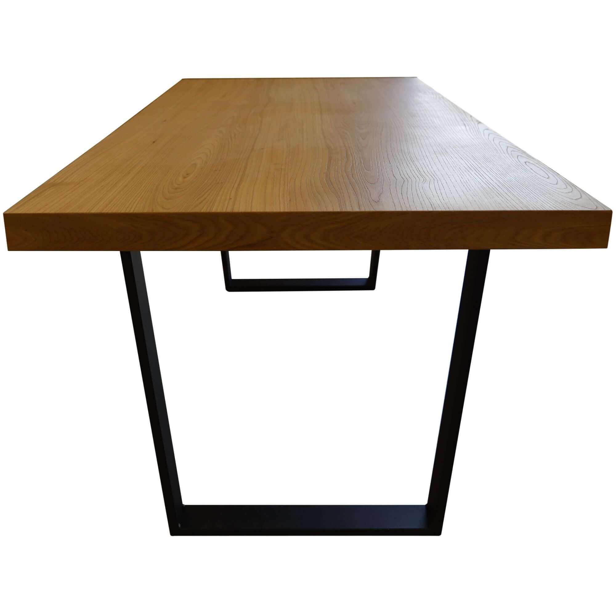 wood dining table with black metal legs