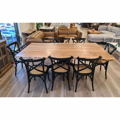 Lantana Dining Table 210cm Live Edge Solid Acacia Timber -Natural