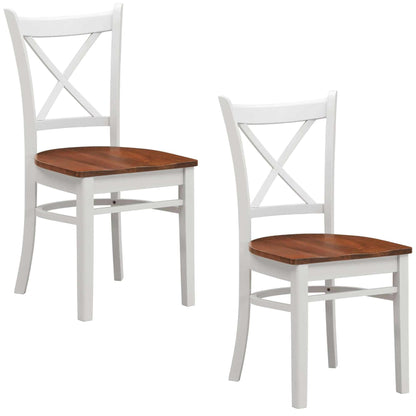 Lupin Dining Chair Set of 2 Crossback Solid Rubber Wood Furniture - Wh