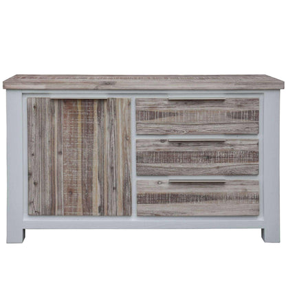 Plumeria Farmhouse Buffet Table 145cm 1 Door 3 Drawer - White Brush