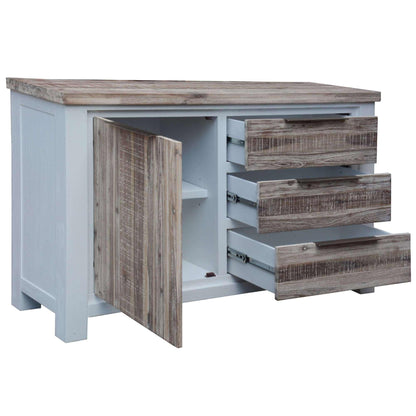 Plumeria Farmhouse Buffet Table 145cm 1 Door 3 Drawer - White Brush