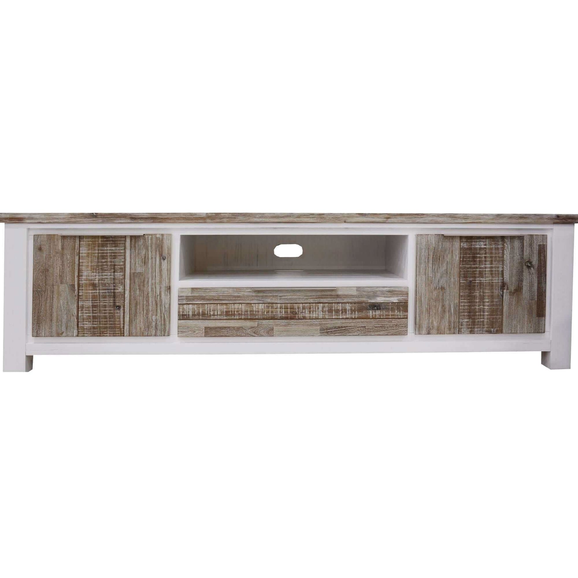 Plumeria 210cm Entertainment TV Unit With Doors - White Brush