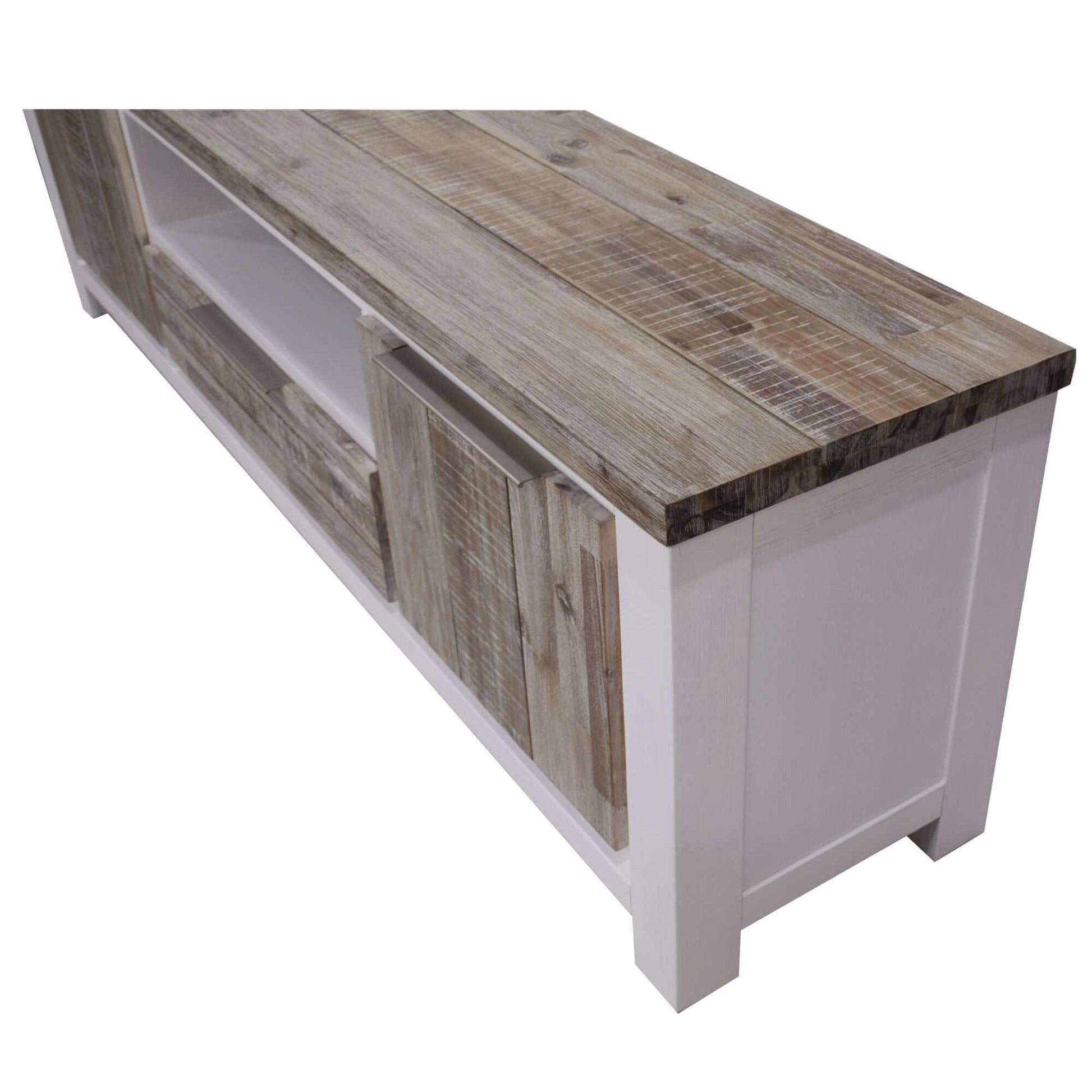 Plumeria 210cm Entertainment TV Unit With Doors - White Brush