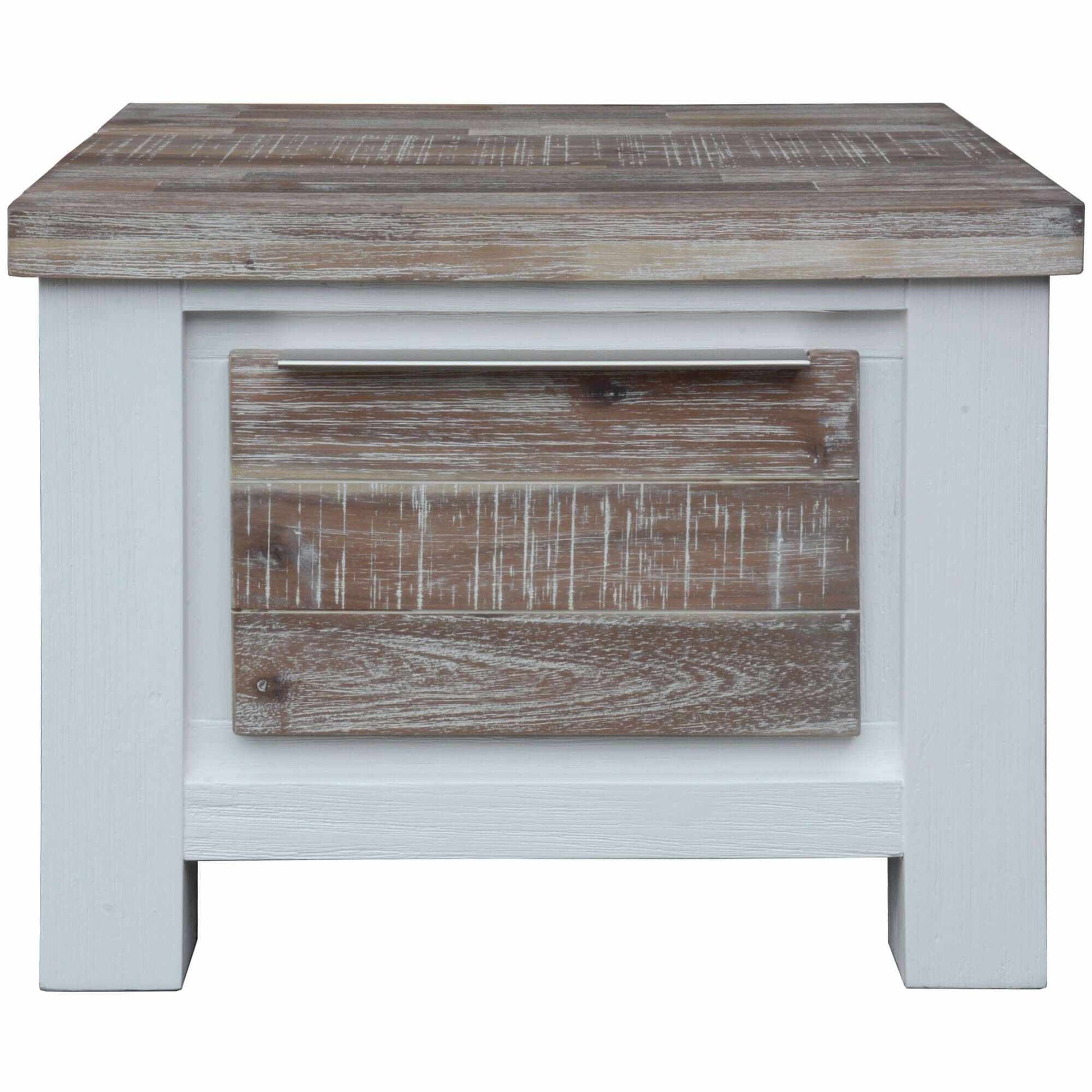 Plumeria Farmhouse Side Table - White Brush