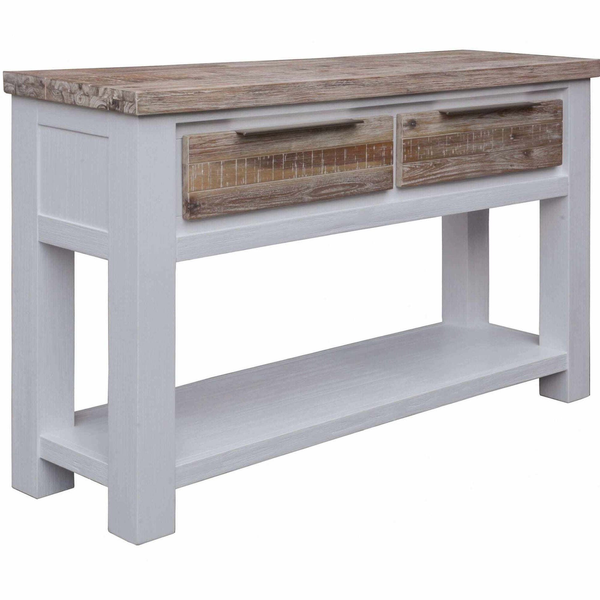 Plumeria Farmhouse Console Hallway Entry Table 130cm - White Brush
