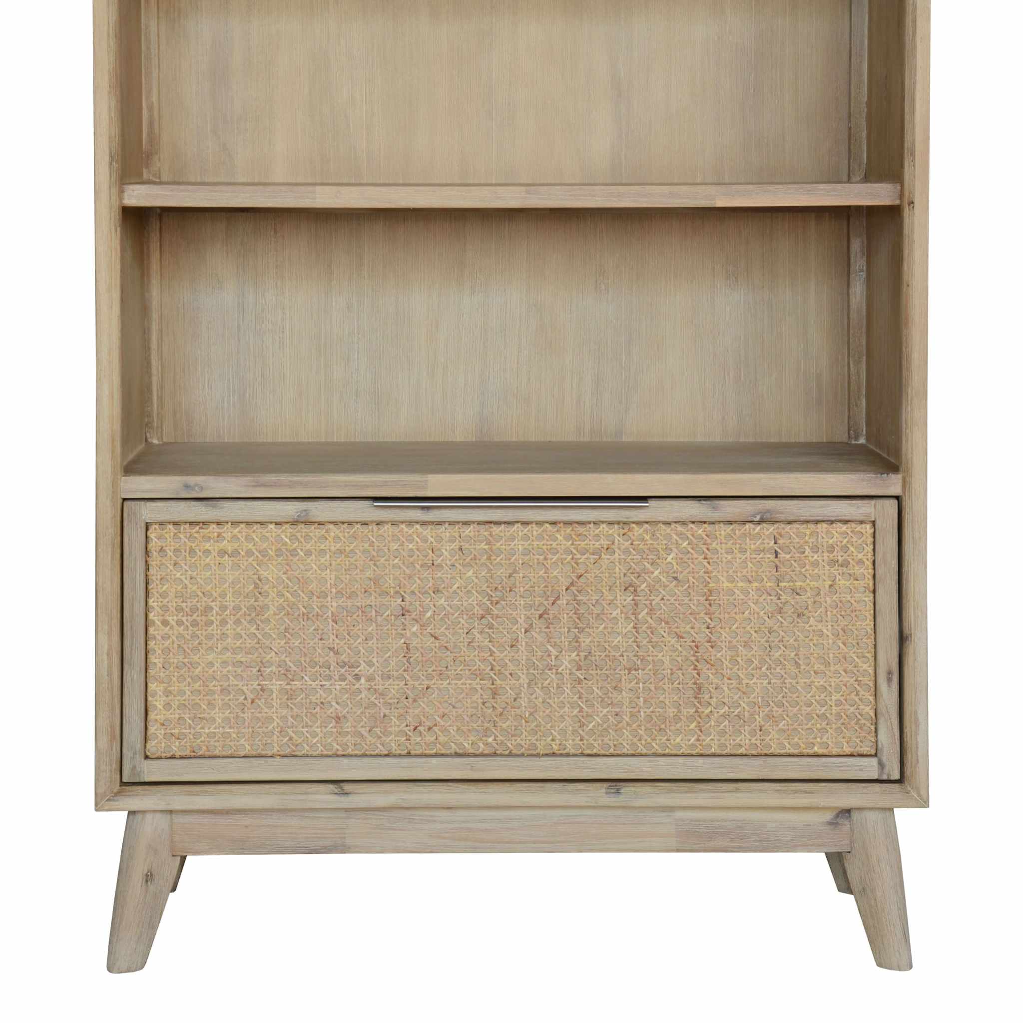 Grevillea Bookcase 4 Tier Drawers Solid Acacia Timber - Brown