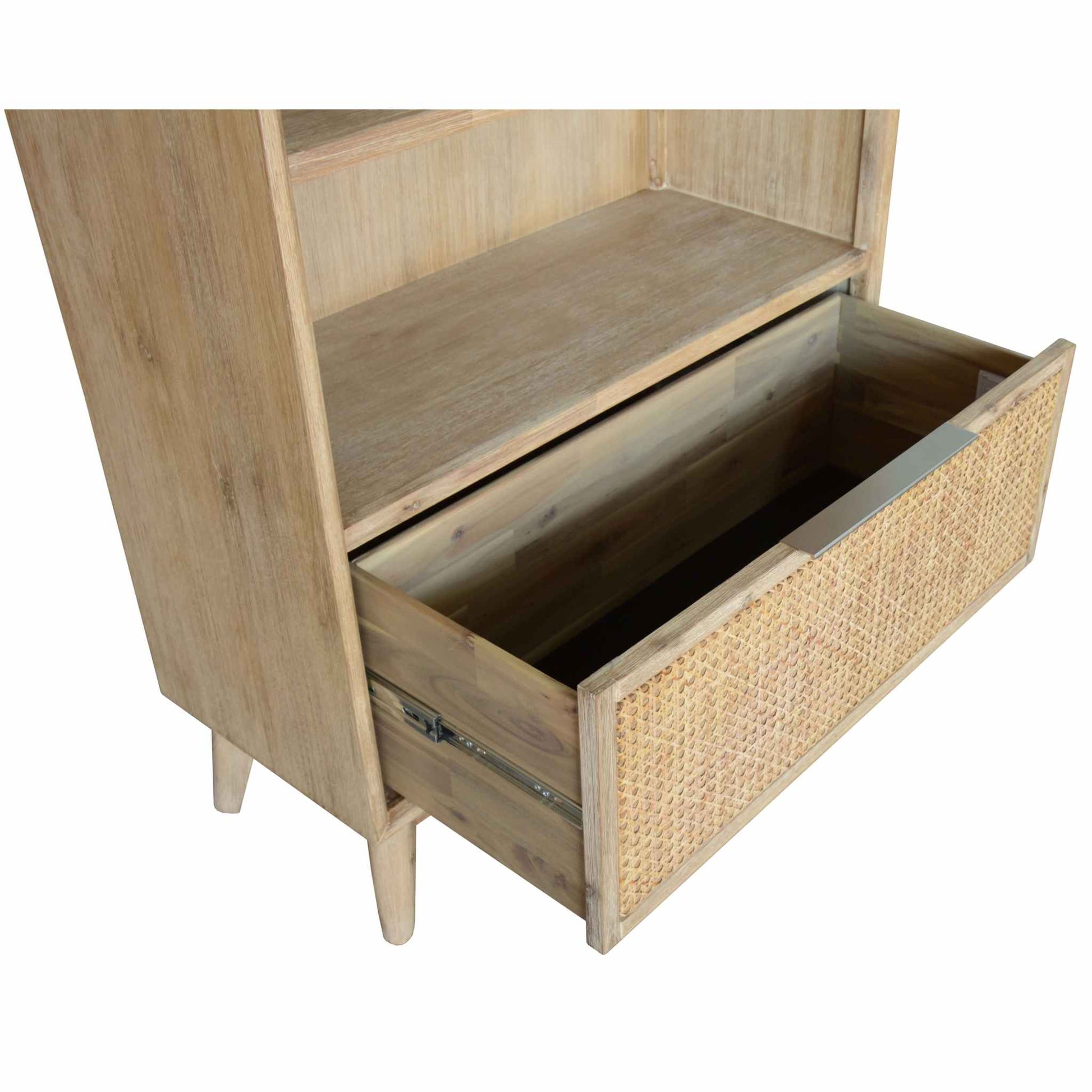 Grevillea Bookcase 4 Tier Drawers Solid Acacia Timber - Brown