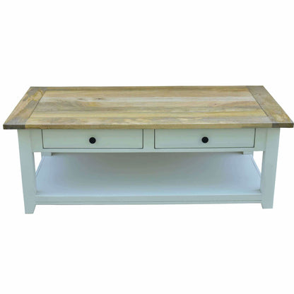 Lavasa Coffee Table 130cm 4 Drawers Solid Mango Wood Modern Farmhouse 