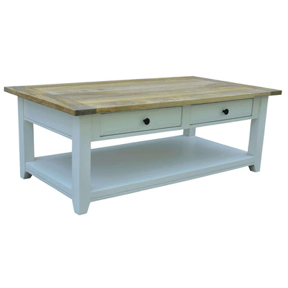 Lavasa Coffee Table 130cm 4 Drawers Solid Mango Wood Modern Farmhouse 