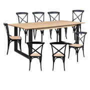 Aconite 9pc 210cm Dining Table Set 8 Cross Back Chair Solid Messmate T