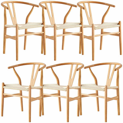 Anemone  Set of 6 Wishbone Dining Chair Beech Timber - Natural