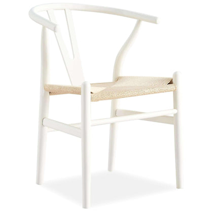 Anemone  Set of 2 Wishbone Dining Chair Beech Timber - White