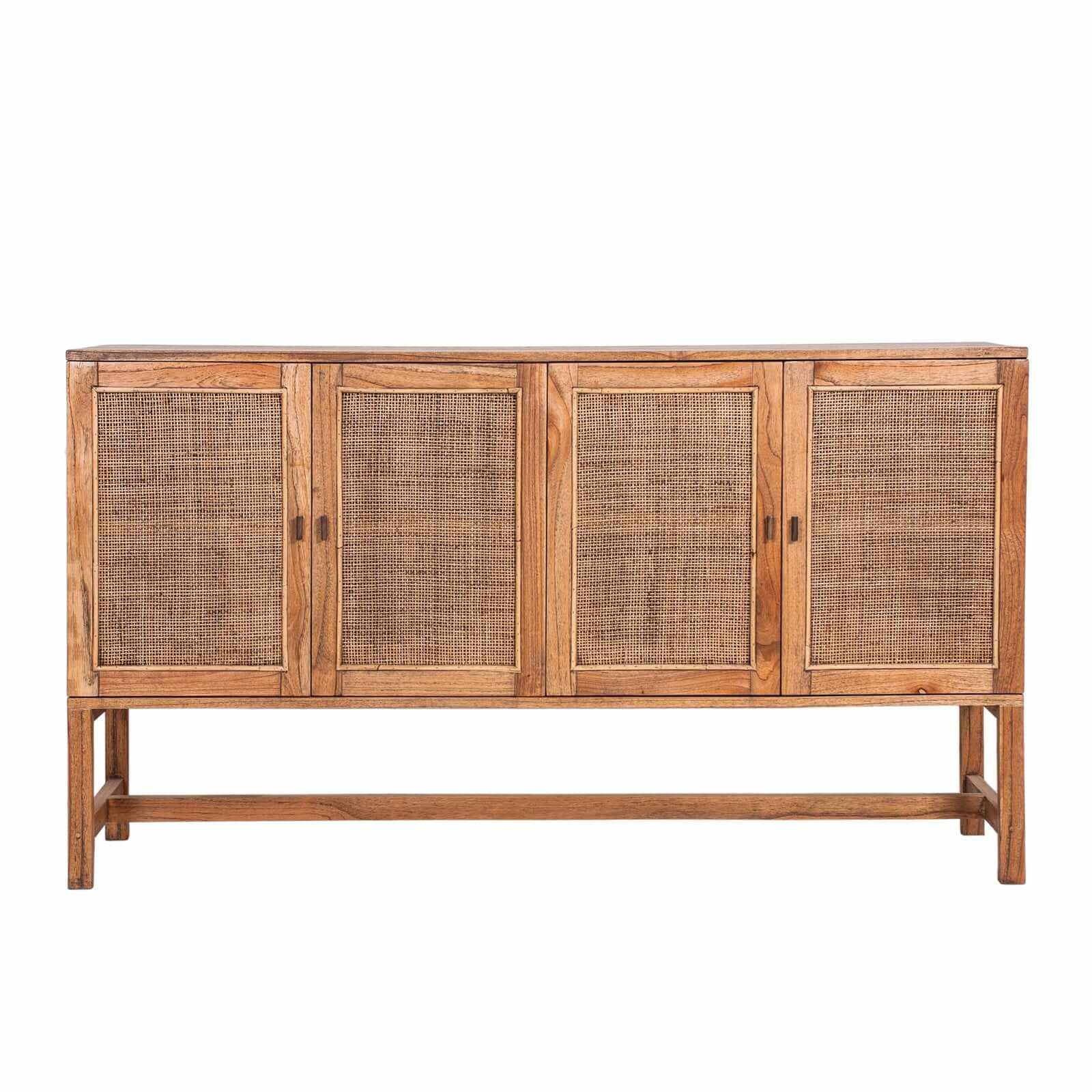 Jasmine Rattan Sideboard Cabinet 160cm 4 Door - Brown