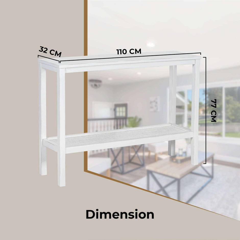 Rattan console Table white