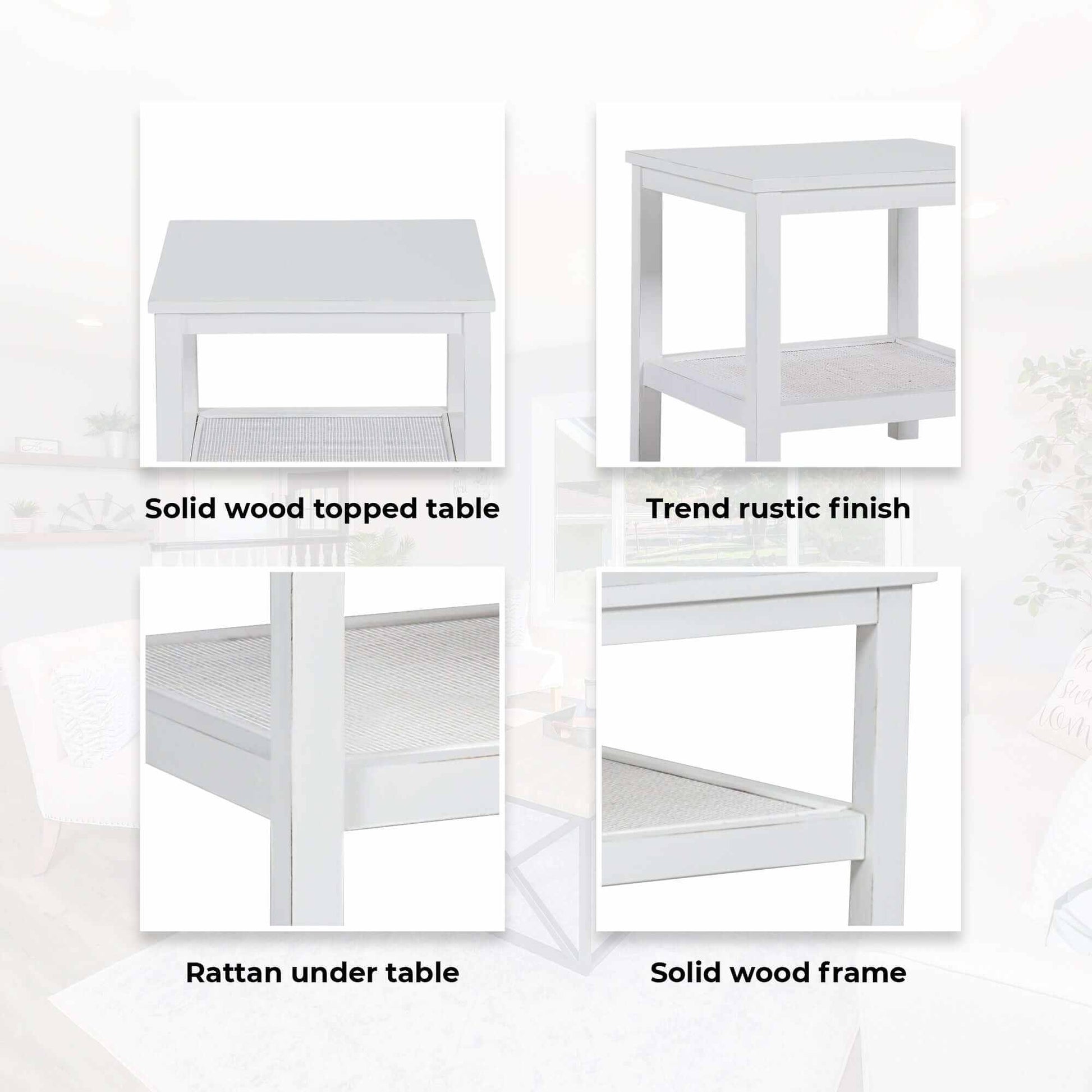 Jasmine Mindi Wood Coffee Side Table White