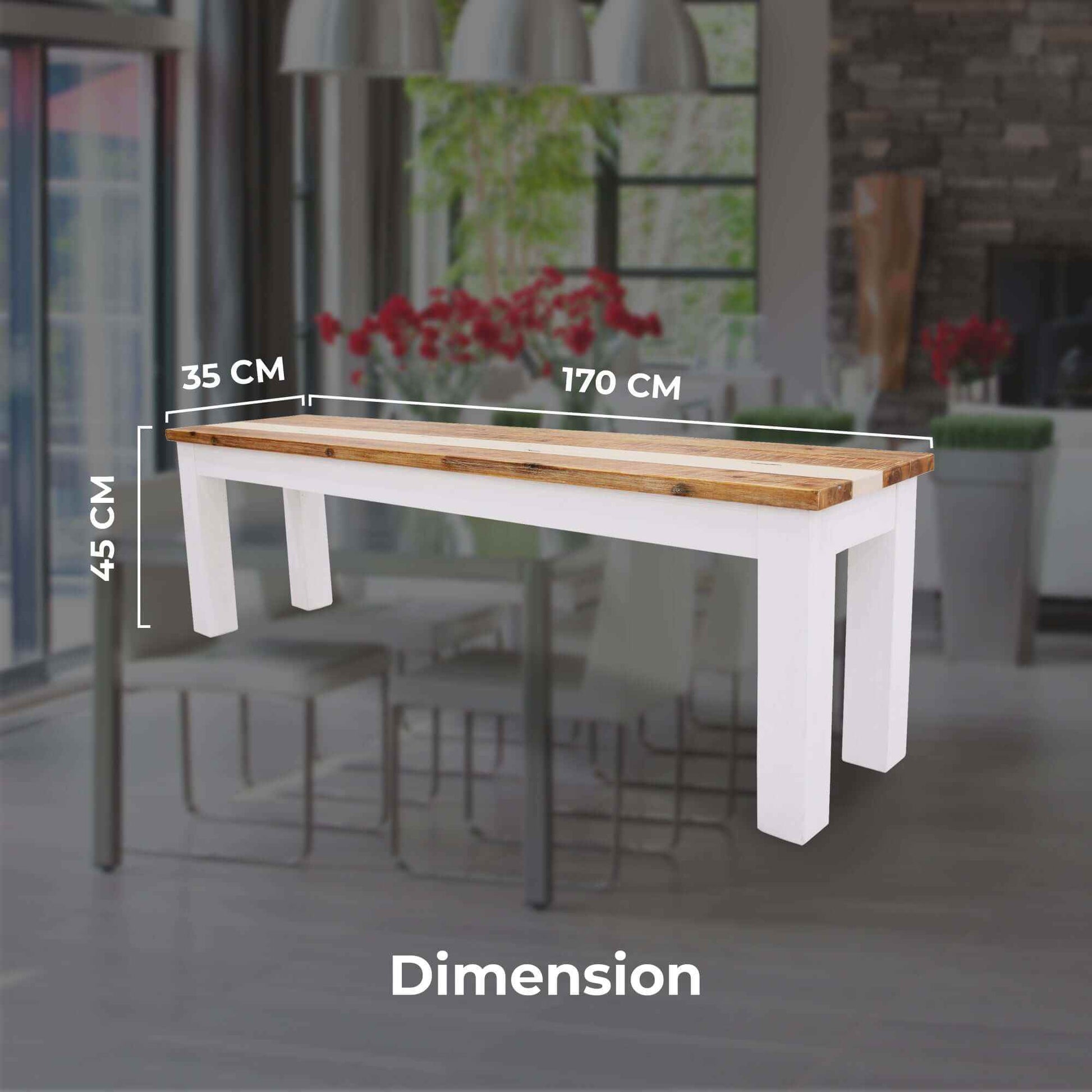 Orville Large Dining Bench Solid Wood 170cm - Multi Colour