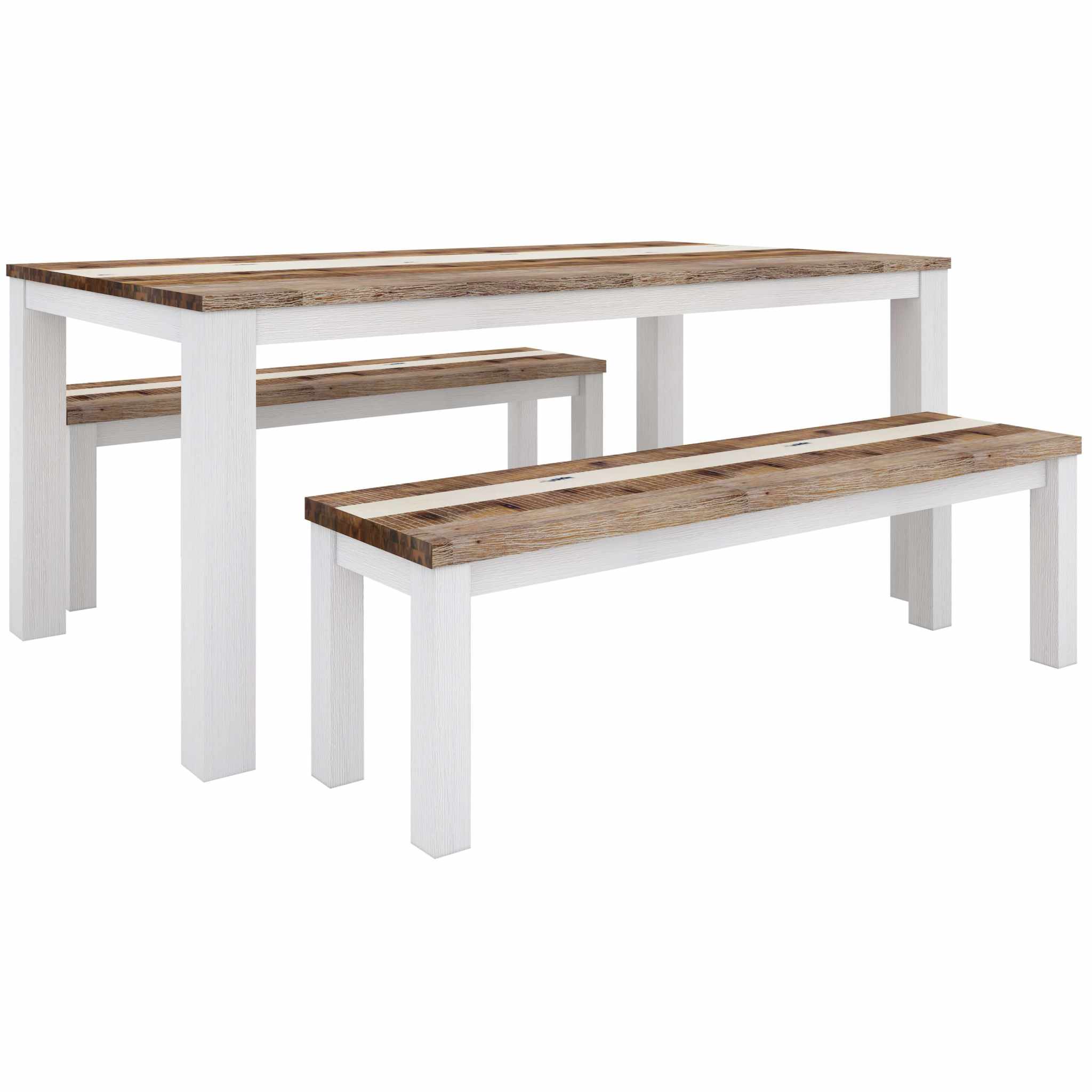Orville 3pc Dining Set 1.8m Table with 1.5m Bench Solid Acacia Timber 