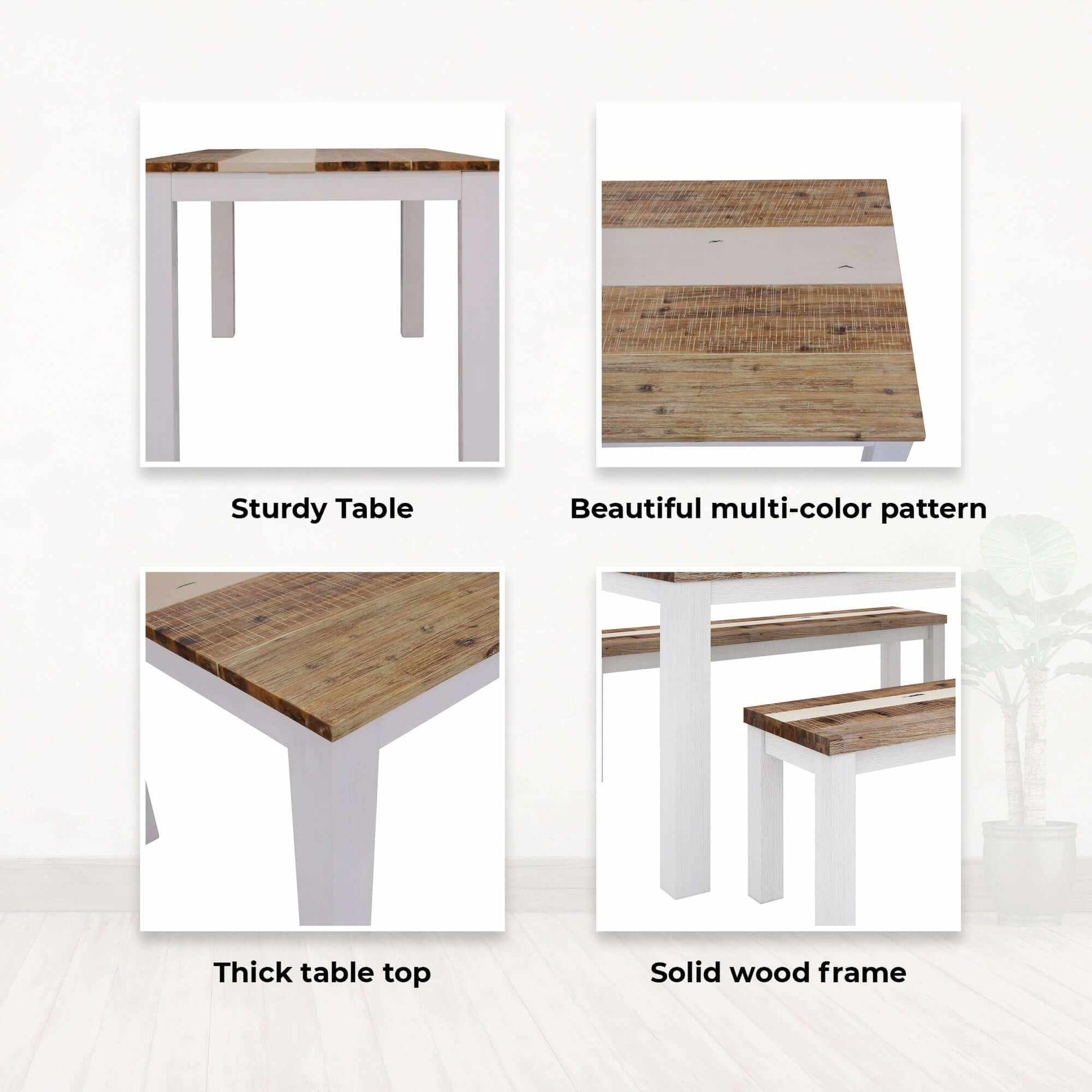 Orville 3pc Dining Set 1.8m Table with 1.5m Bench Solid Acacia Timber 