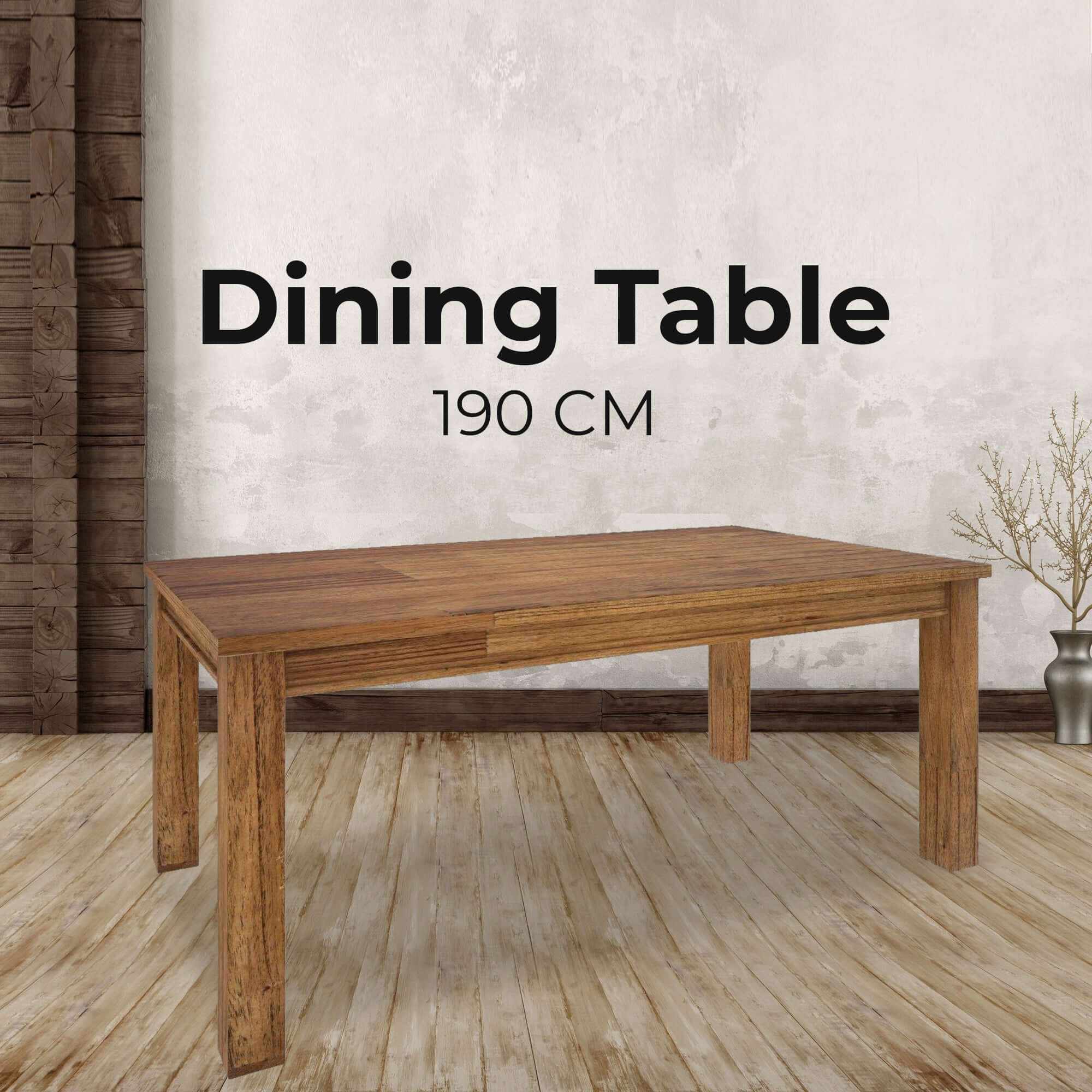 Birdsville Wooden Dining Table 190cm Solid Mt Ash Timber - Brown