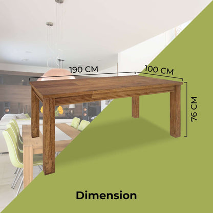 Birdsville Wooden Dining Table 190cm Solid Mt Ash Timber - Brown