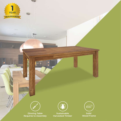 Birdsville Wooden Dining Table 190cm Solid Mt Ash Timber - Brown