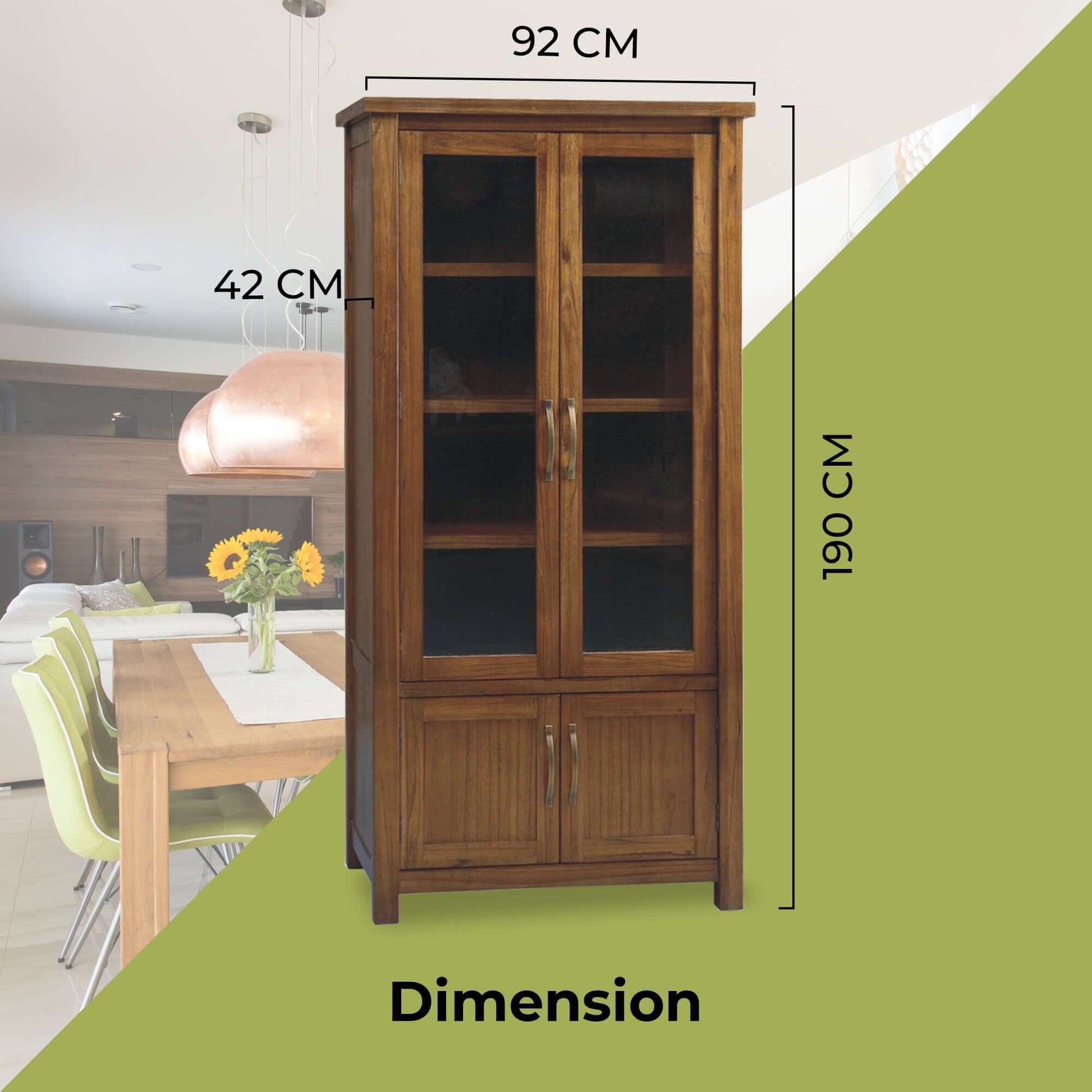 Birdsville Display Unit Glass Door Bookcase Solid Mt Ash Timber Wood -