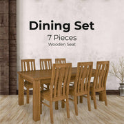 Birdsville 7pc Dining Set 190cm Table and 6 Chair - Brown