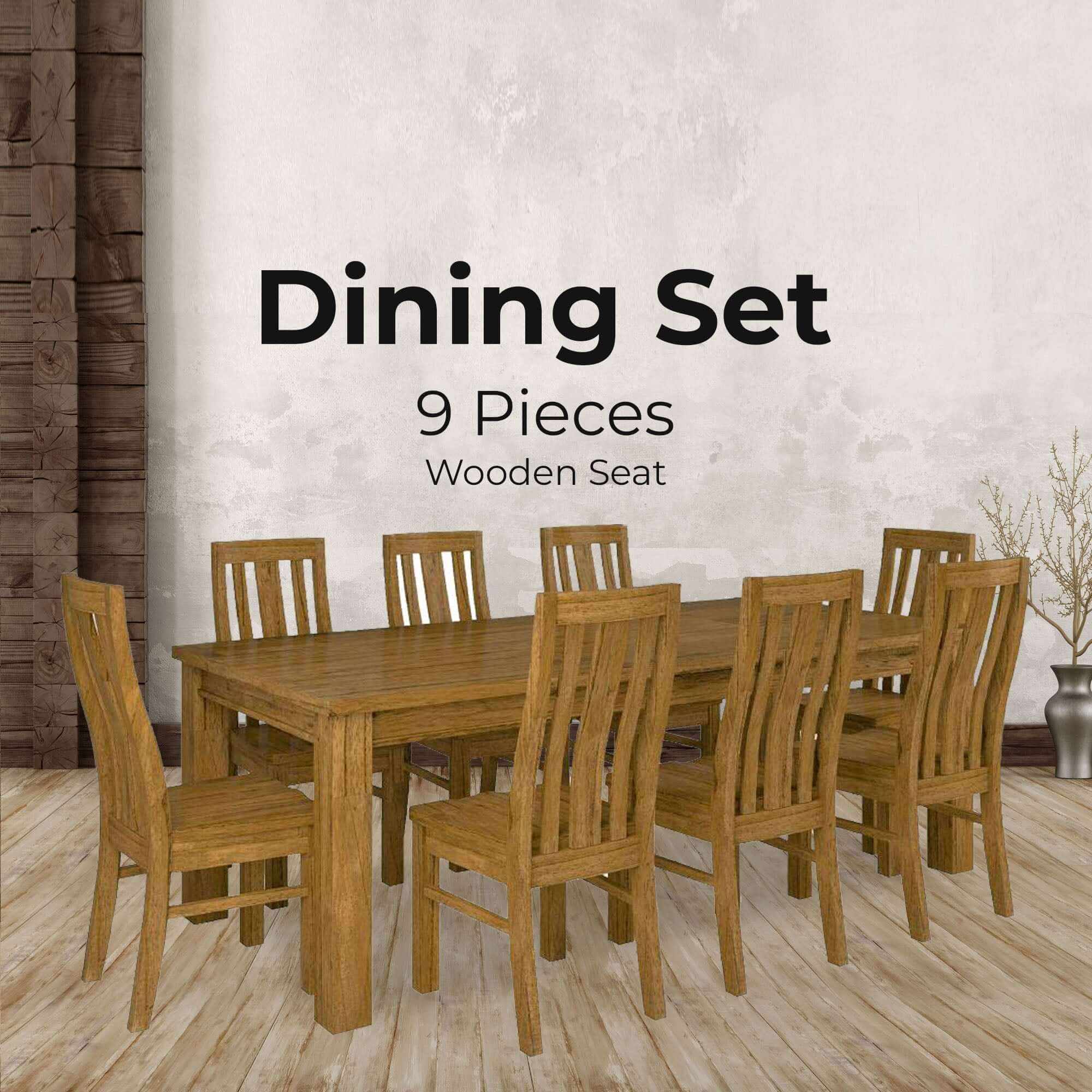 Birdsville 9 pc Dining Room Set 225cm Table 8 Chairs - Brown
