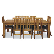Birdsville 9pc Dining Room Set 225cm Table And 8 PU Seat Chair - Brown