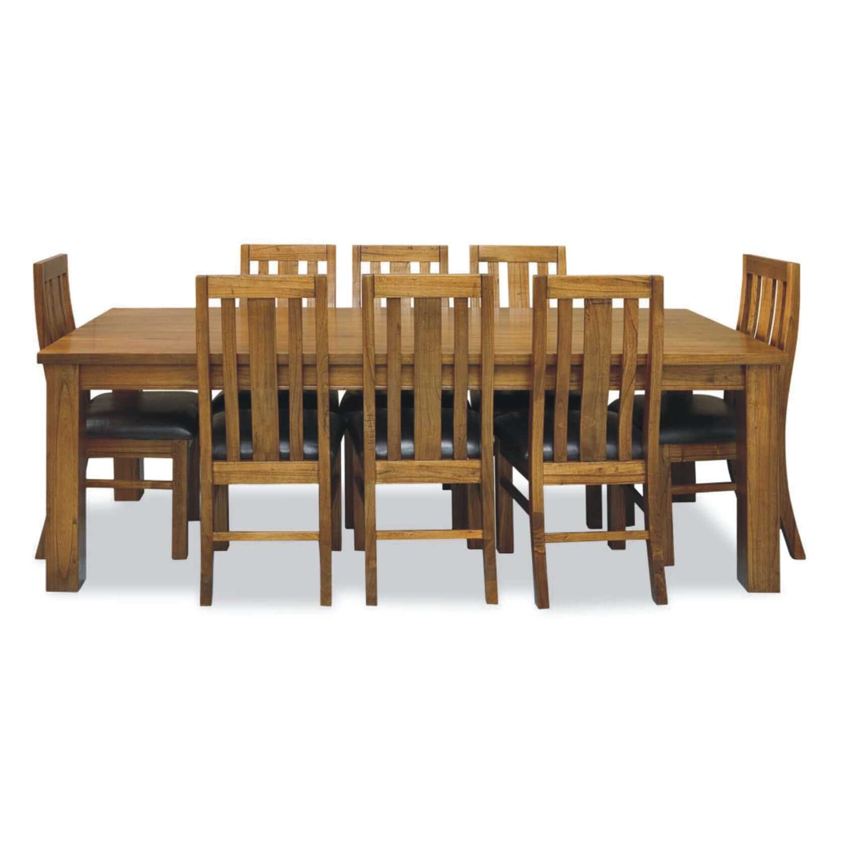 Birdsville 9pc Dining Room Set 225cm Table And 8 PU Seat Chair - Brown