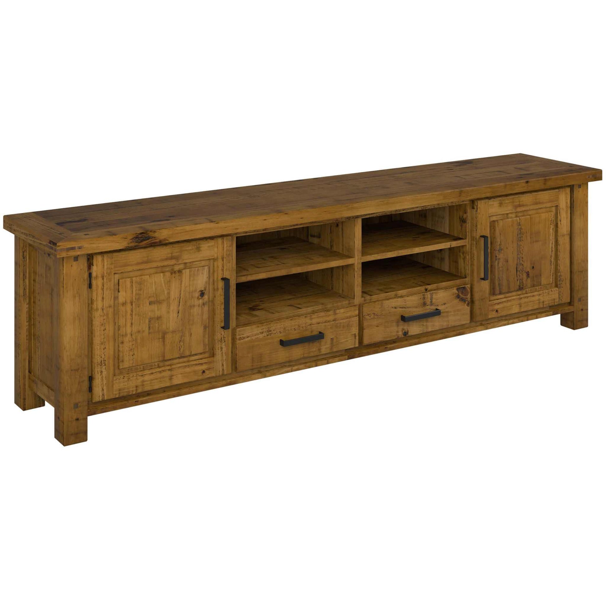 Teasel ETU Entertainment TV Unit 240cm 2 Drawer Solid Pine Wood - Rust
