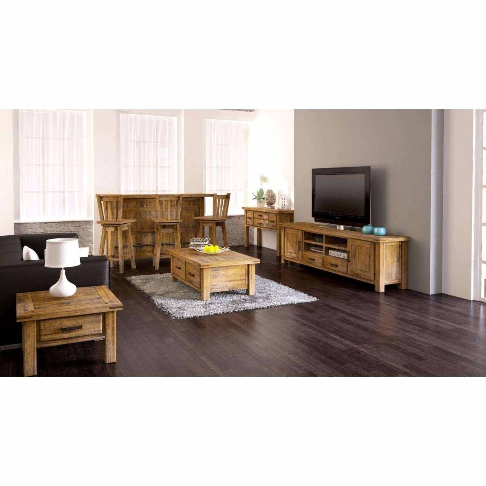 Teasel ETU Entertainment TV Unit 240cm 2 Drawer Solid Pine Wood - Rust