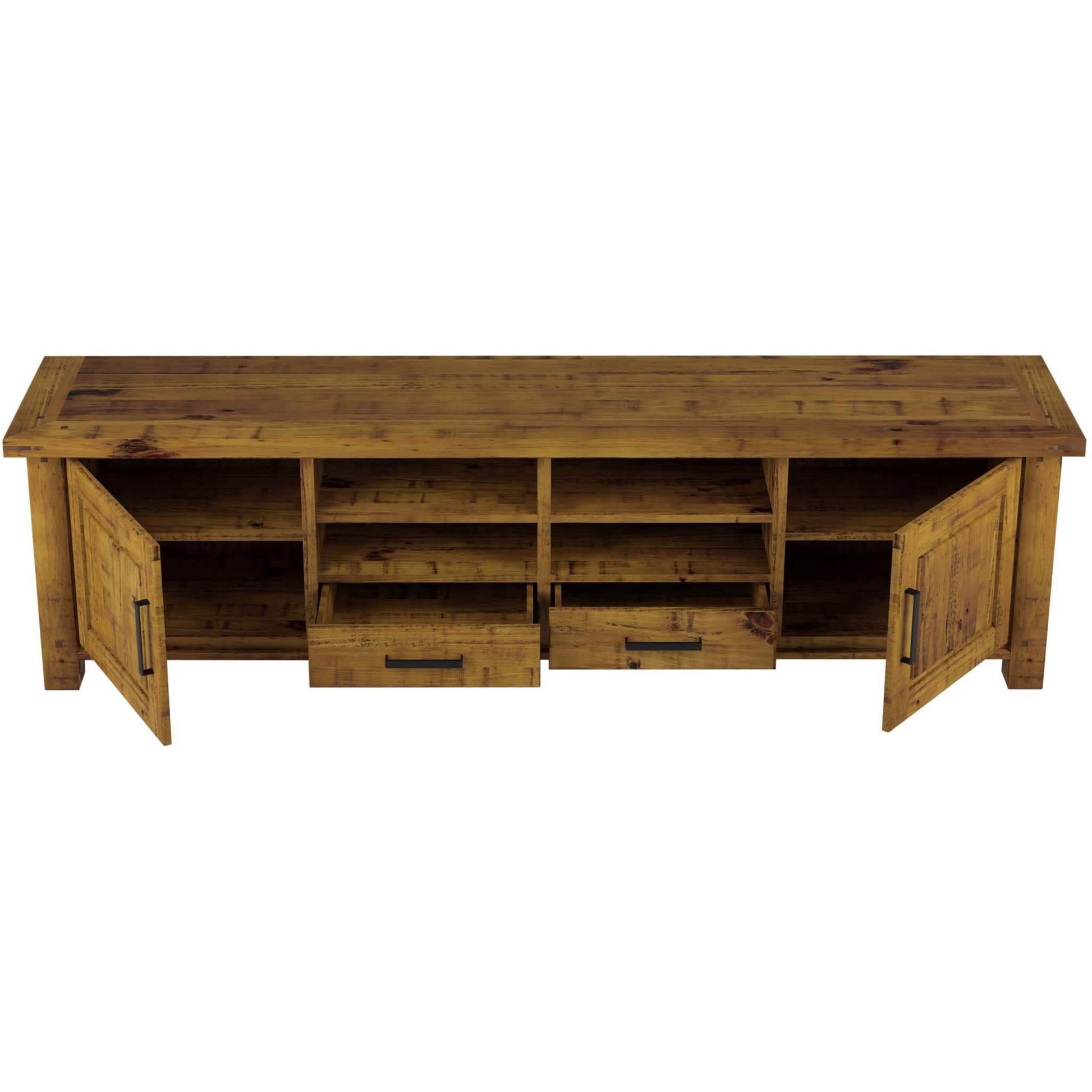 Teasel ETU Entertainment TV Unit 240cm 2 Drawer Solid Pine Wood - Rust