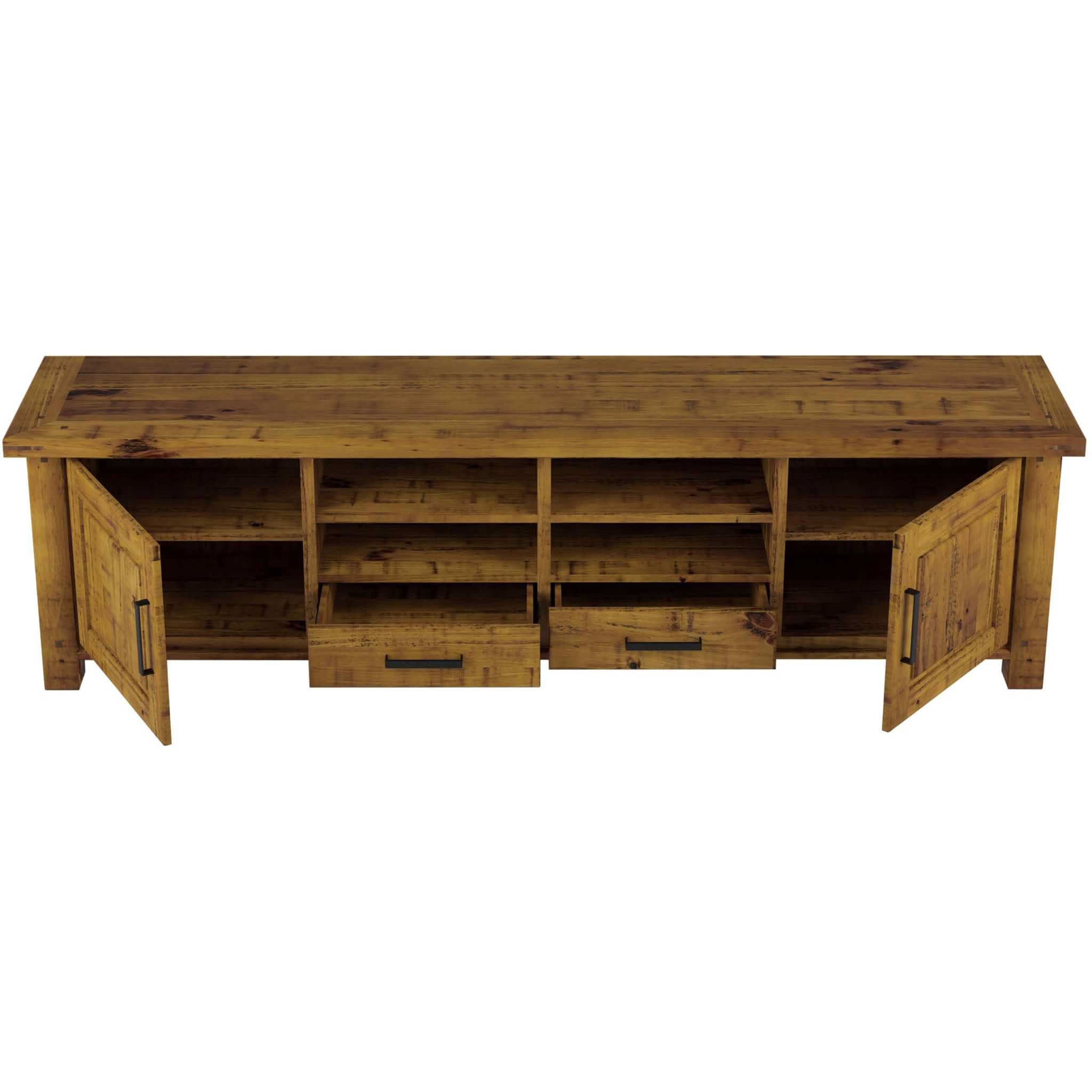 Teasel ETU Entertainment TV Unit 240cm 2 Drawer Solid Pine Wood - Rust