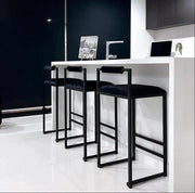 Interior Ave - La Maison Designer Black Velvet Bar Stool - Set of 2