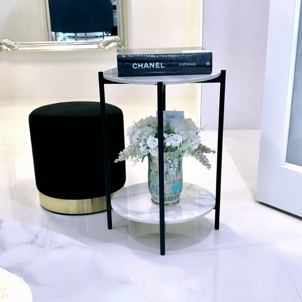 black marble side table