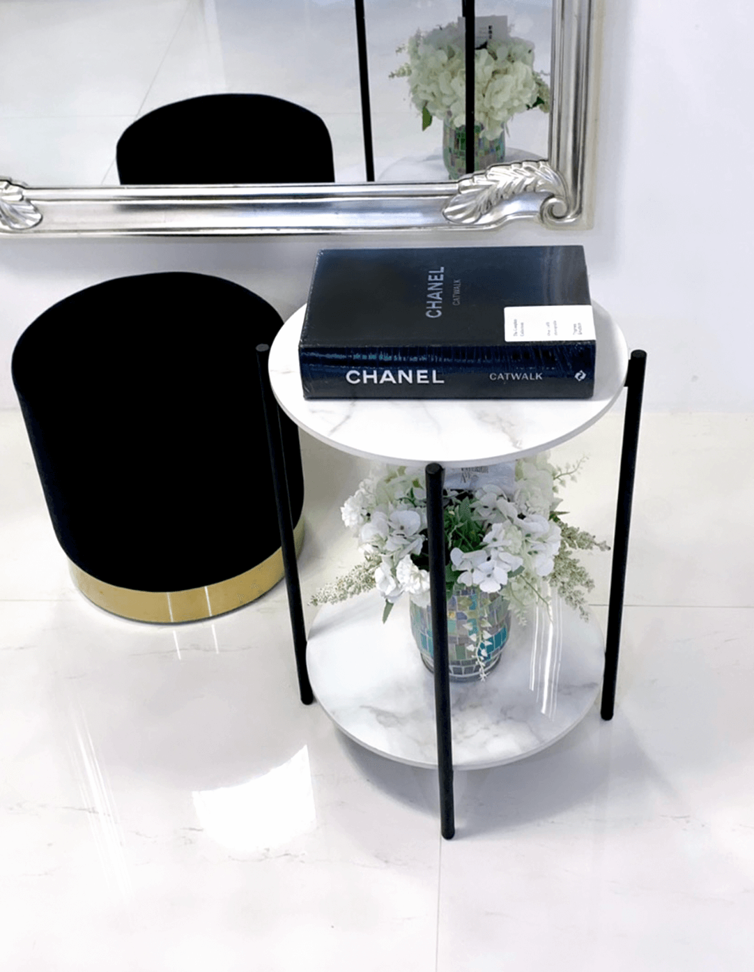 Interior Ave - Alba Black Marble Side Table