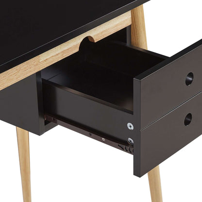 Oslo Office Desk with Drawers in Black & Natural