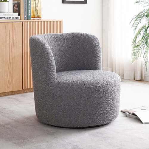 Como Rotating Metal Chassis Upholstered Fabric Armchair - Dark Grey