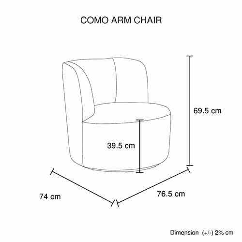Como Rotating Metal Chassis Upholstered Fabric Armchair - Dark Grey