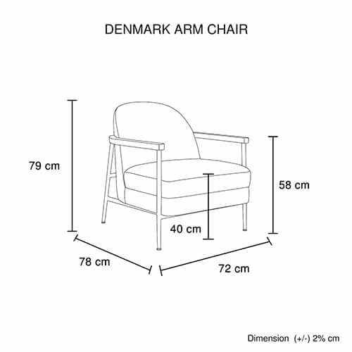 Denmark Black Metal Legs Arm Chair